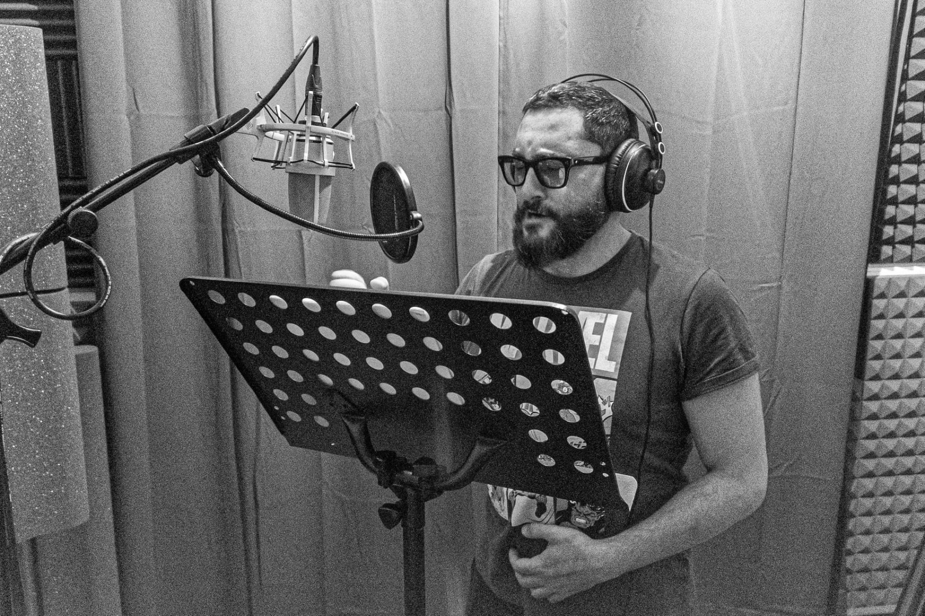 Stefano Eliamo during a vocal recording session